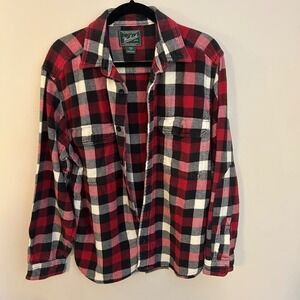 Woolrich Mens Flannel Shacket Elbow Patch Hiking Camping Outdoor Plaid  Sz M‎